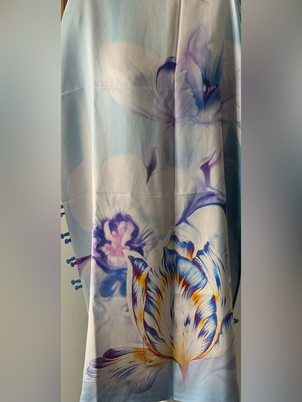 Chinese Silk Scarf with Orchid Print by Saint Joy - NWT, box, and gift bag - Picture 7 of 15